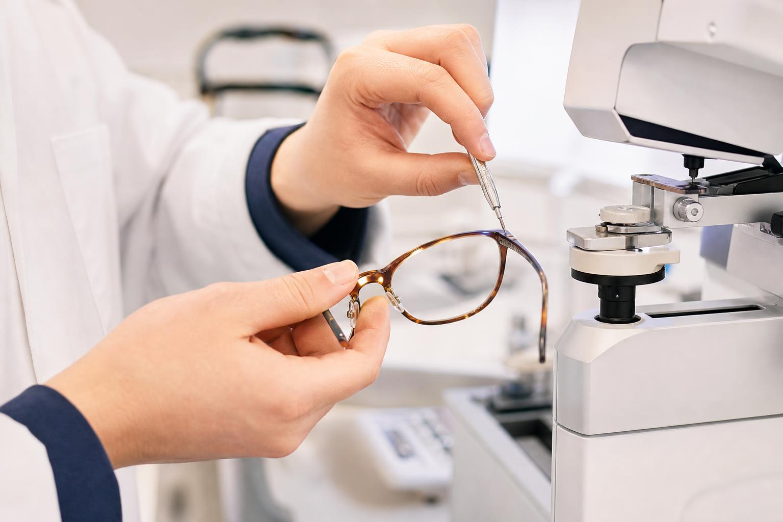 Laboratório próprio das Óticas Jean com equipamento de lapidação de lentes